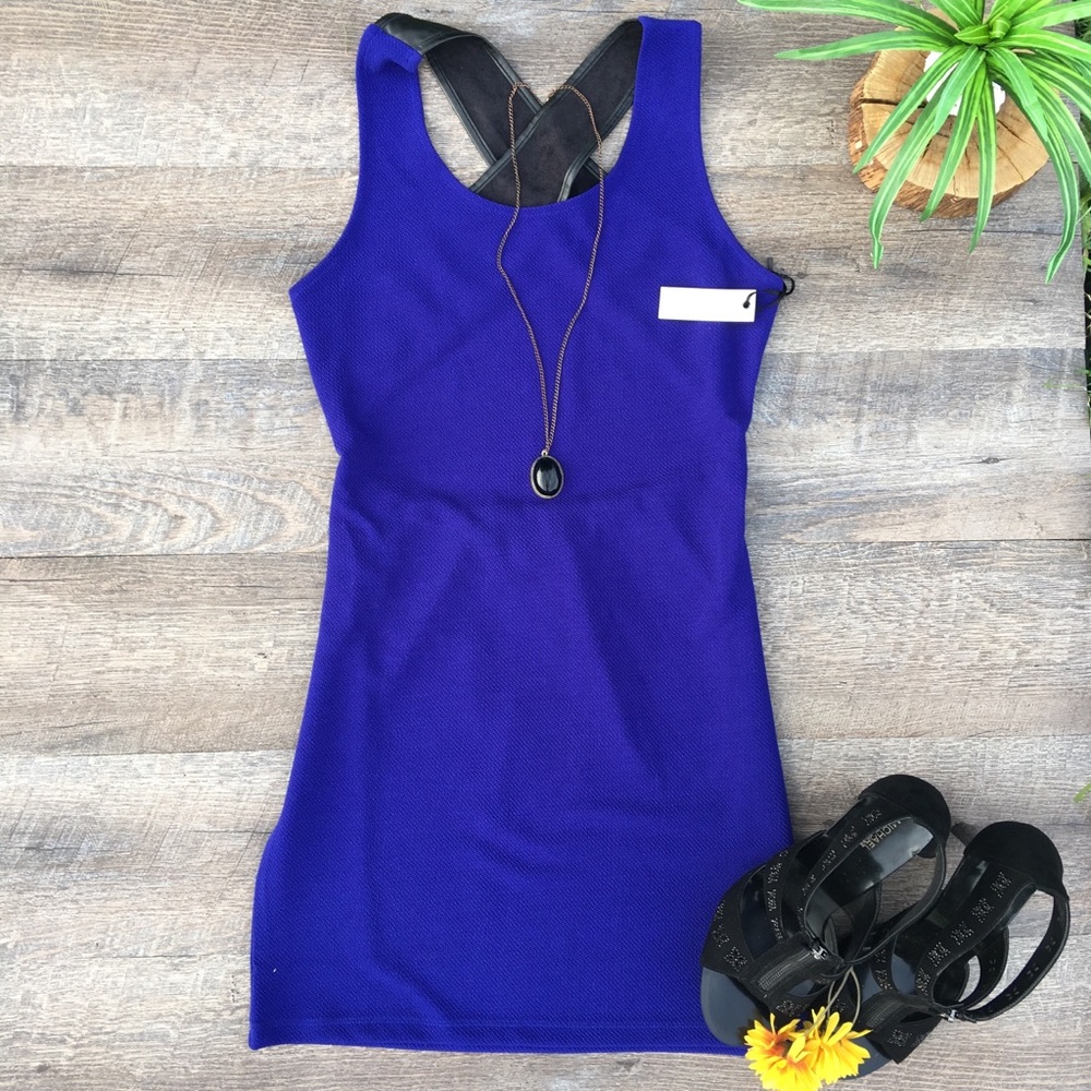 LOVERS+FRIENDS DRESS w/ CROSSBACK LEATHER STRAPS